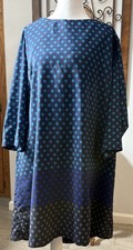 Old Navy Womens Blue Polka Dot Shift  Dress XL Round Neck 3/4 Sleeve Artsy Fairy