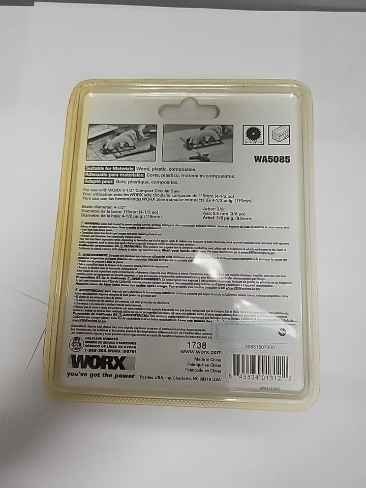WORX WA5085 4-1/2" WORXSAW Circular Saw Replacement Blade WA5085 - Image 2 of 2