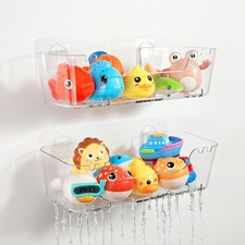 Bathtub Toy Storage Rack Set 2-Piece Set , Clear Bathtub Toys