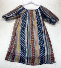 L Love Dress Womens Size Medium M Bohemian Peasant Sheer Dress with Lining