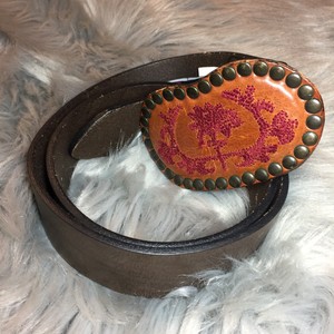 Diesel-Brown-Leather-Belt-Made-In-Italy-Unique-Buckle-Studded-Nice
