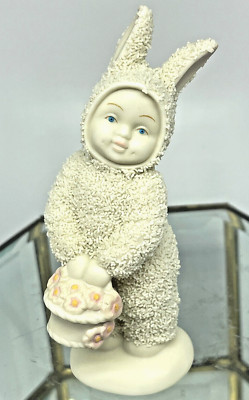 Department 56 Snowbunnies ''A Basket Of Cheer'' Pink Flowers Figurine Easter 2000