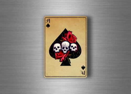 Sticker car motorcycle skull ace of spade playing cards biker jdm gun r2 - Afbeelding 1 van 1