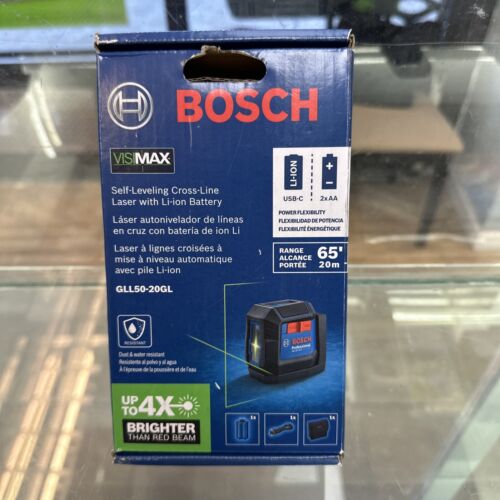 Bosch GLL50-20GL 65' Green-Beam Self-Leveling Cross-Line Laser Level,
