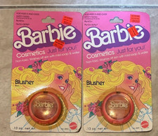 SET LOT 2 Vintage 1980 Barbie Cosmetics Blusher 3591 3593 Pink Red NEW Sealed