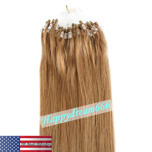 Micro Ring Loop Tip Remy Human Hair Extensions Silky Straight Micro Bead Link US - Picture 35 of 84