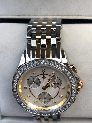 ON SALE) New Michele Diamond Belmore Gold/silver Watch 