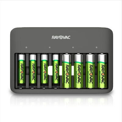 Rayovac USB Battery Charger 8 Bay for AA AAA Rechargeable Batteries Fast Charge