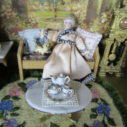 Antique Dollhouse EDWARDIAN 20s DOILY Tablecloth Handmade White Lace Dress Trim - Picture 4 of 12
