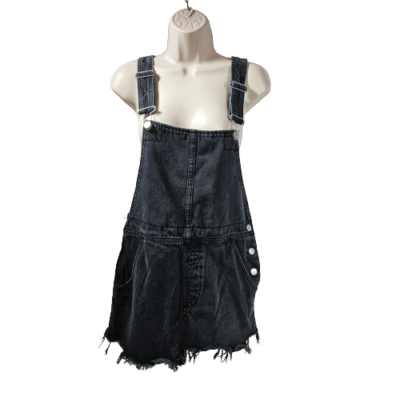 Free People Black Denim Overall Mini Dress Women's Size 4 Cotton | eBay