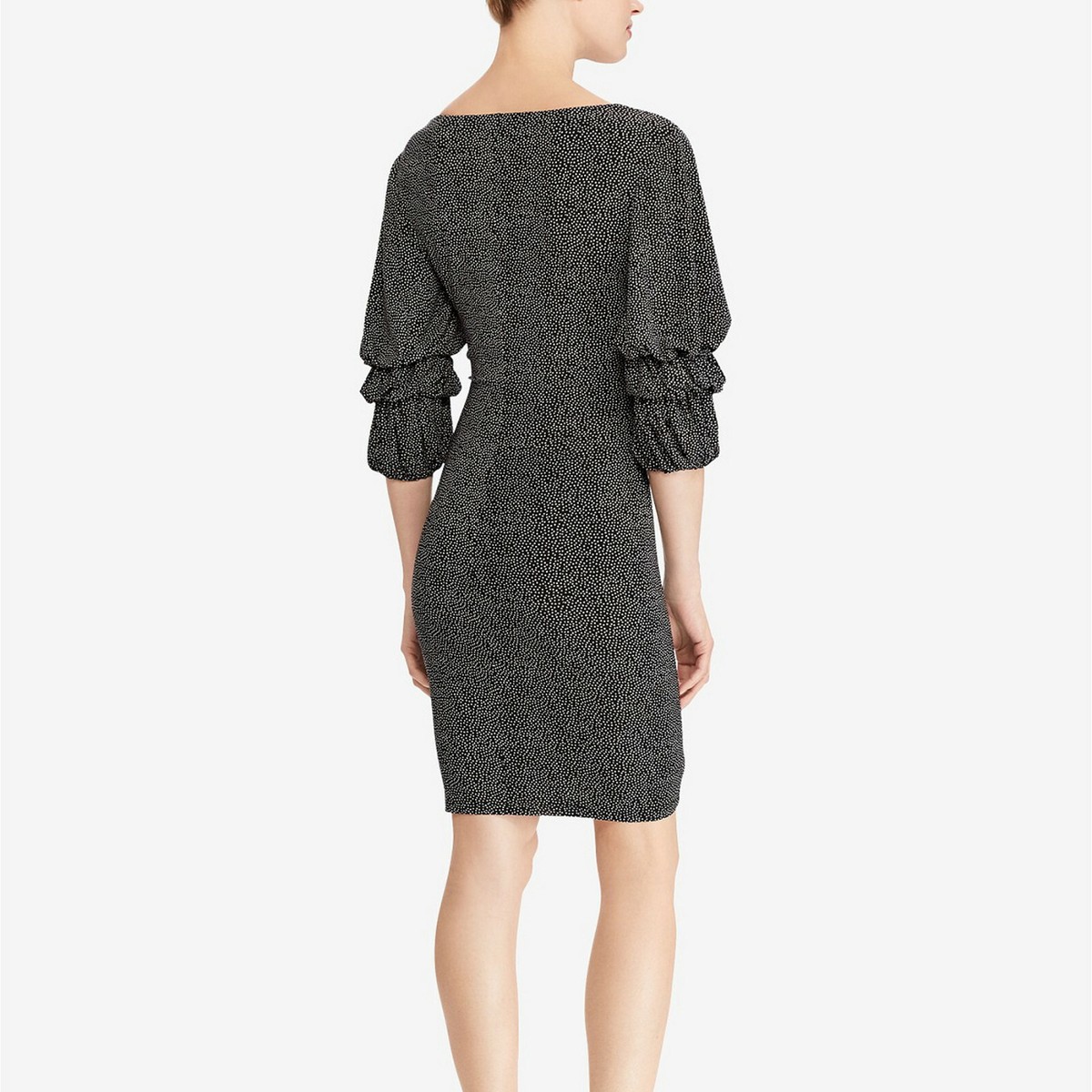 RALPH LAUREN Black Cream Stretch Jersey Polka Dot Slim Fit