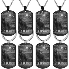 TO MY DAUGHTER SON Moon Wolf Necklace Gifts For Teens Kids Women Men Decor
