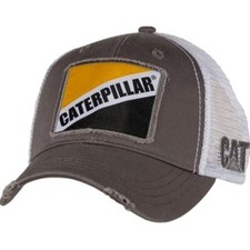 Caterpillar CAT Equipment Worn Looking Vintage Snapback Bro White Mesh Cap/Hat