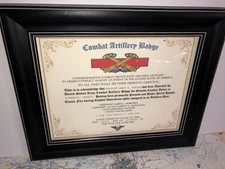 ARMY / COMBAT ARTILLERY BADGE CERTIFICATE (COMMEMORATIVE ISSUE)