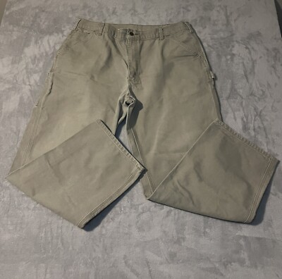 Carhartt Dungaree Fit Pants Tan/Gray Size 40x32 Excellent Shape