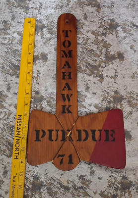 Vintage Gene Barton Glee Club Purdue University Tomahawk 1971 Wood Axe Signed