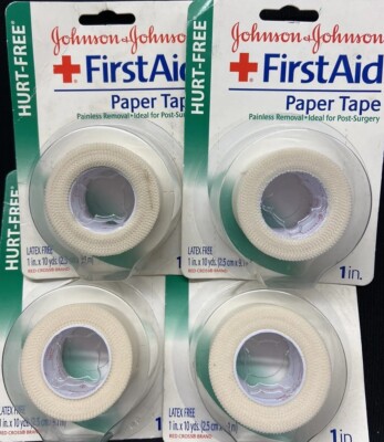 4 johnson & johnson paper tape latex free (1 in x 10 yards ea)