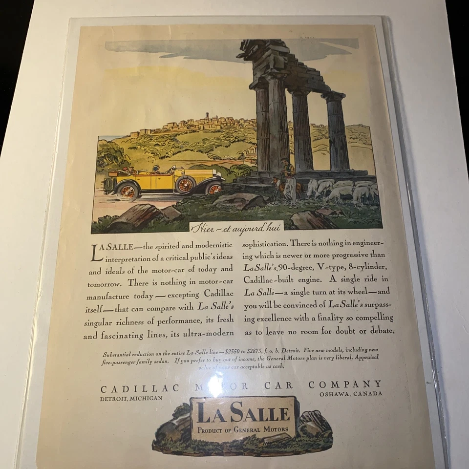 De Colección Amarillo 1928 LASALLE Cadillac Lujo Convertible Motor Coche Efímero Años 20 GM Foto 3 de 3