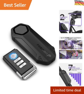 Fahrrad Alarmanlage Fahrradalarmanlagen mit Fernbedienung - Drahtlose - USB-C...