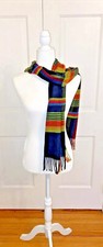 100 Cashmere Plaid Blue Scarf Red Yellow Green Made In Scotland