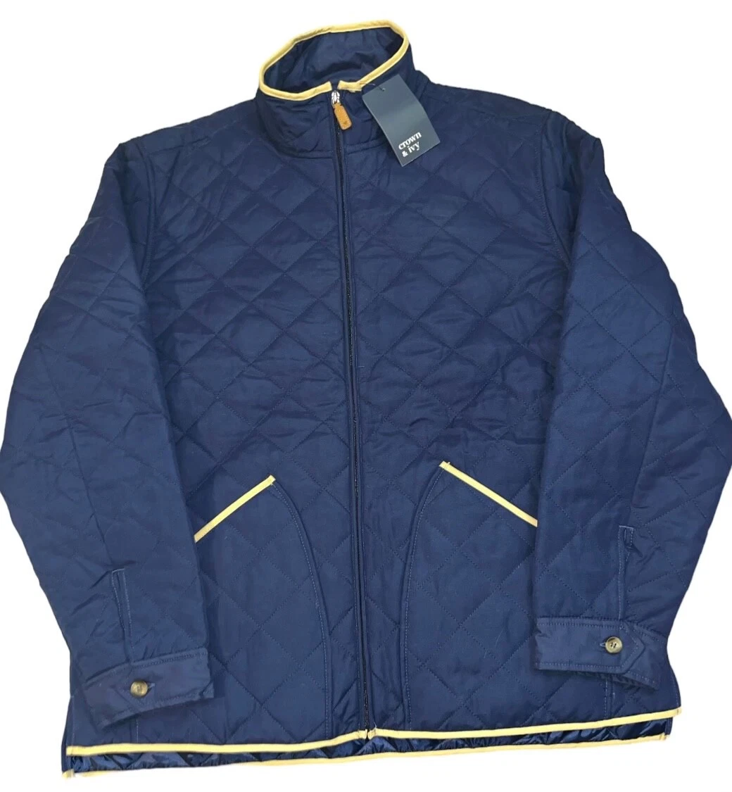 Crown & Ivy Quilted Jacket Mens Large Navy NWT Loginlook Chore Barn