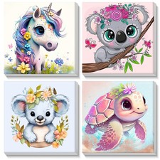 4 Pack Animals Paint by Numbers for Kids Adults, Cartoon Paint by Number Kits