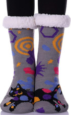 Warm Fuzzy Non-Slip Slipper Socks for Women - Cozy Animal Fleece-Lined