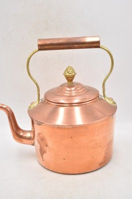 Antiker Kupfer Kochfeld Schwanenhals Wasserkocher mit Griff großer Vintage Kamin