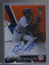 2018 Topps Finest Orange Wave Refractor 16/25 Miguel Andujar #FA-MA Auto 1v3