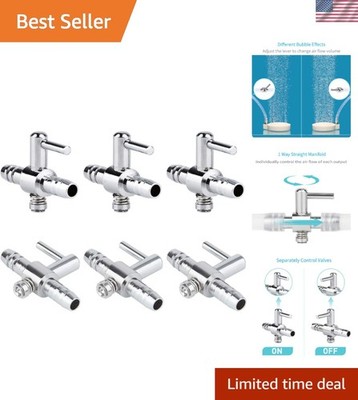 Chrome-Plated Copper 1-Way Airflow Control Valves - Set of 6 for Aquariums