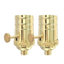 , Inc. Full Range 3 Way Vintage Turn Knob Lamp Socket (Polished Brass, Set of 2)