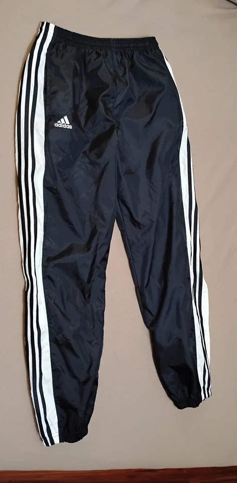 ADIDAS LINED NYLON WIND ATHLETIC GYM TRACK JOGGING SOCCER PANTS - M - Image 2 of 4
