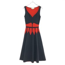 Alexander McQueen Sleeveless Rayon Knit Dress Black Red XXS 650283