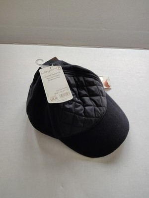 Layer 8 Quilted Fleece Hat Pony Tail Friendly Ear-warmer Flap --Women's OS Black