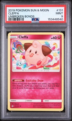2019 POKEMON SUN & MOON UNBROKEN BONDS #131 CLEFFA PSA 9
