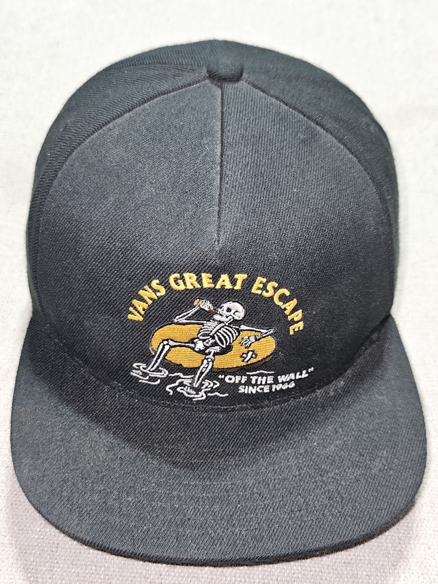 Vans Off The Wall Great Escape Snapback Hat Cap Black Skeleton