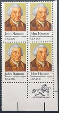 SCOTT#: 1941 - JOHN HANSON 4X20¢ 1981 BPE PERF 11 ZIP BLOCK MNH - LOT 15