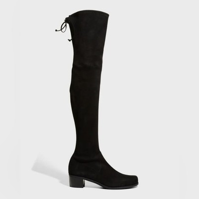 Stuart Weitzman Tieland Suede Over-The-Knee Boots Black Suede size 8.5