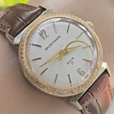 Vintage ELGIN SPORTSMAN men's manual wind watch rocket second hand 1960s