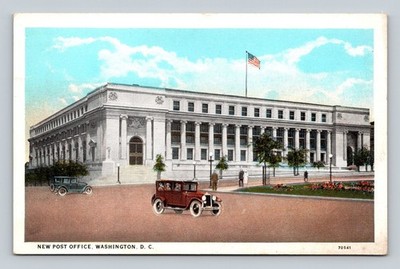 Washington DC New Post Office Curt Teich American Art Postcard Vintage Cars