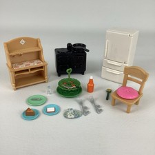 Calico Critters Sylvanian Families Cozy Kitchen Lot Fridge Stove Buffet Vintage