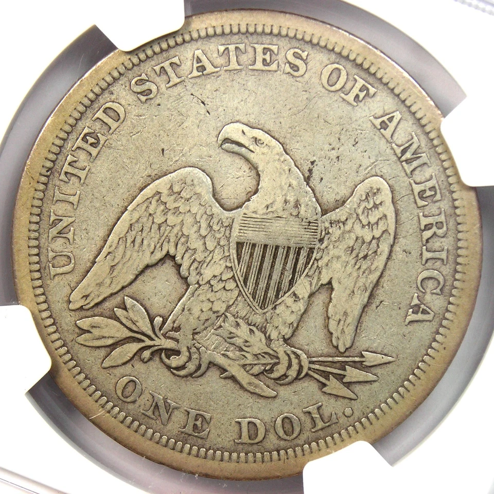 Dólar de plata libertad sentada 1842 $1 - Certificado NGC VG detalle - Moneda rara Foto 4 de 4