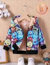 Baby Boy Cartoon Printed Thermal Lined Hooded Casual Jacket, Winter BNWT 9-12M