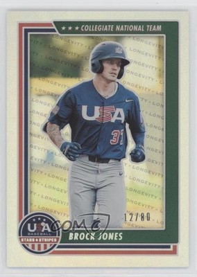 2022 Panini USA Baseball Stars & Stripes Holo Silver 12/80 Brock Jones #15 0j81