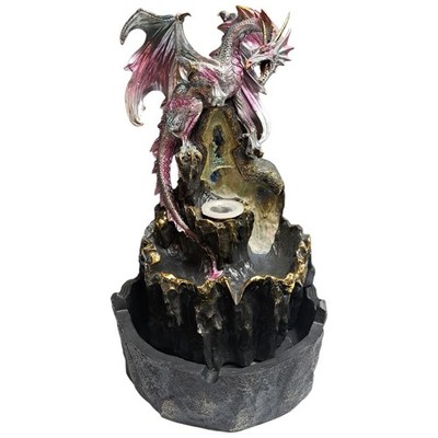 Fantasy Dragon Tabletop Water Fountain Polyresin Gothic Medieval Decor Wizards 