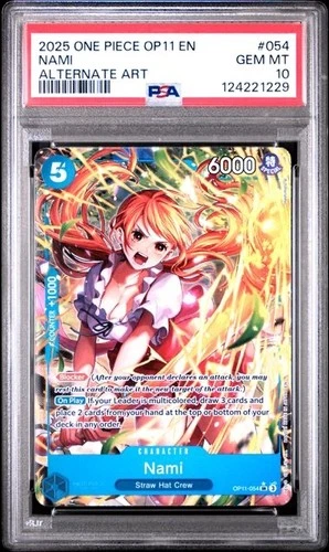 One Piece TCG CCG OP11-054 NAMI Fist of Devine Speed ALT ART PSA 10