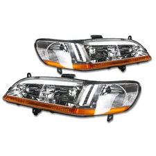 Fit 1998-2002 Honda Accord Pair Chrome Housing Amber Corner Headlight Headlamp