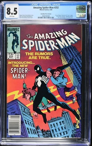 AMAZING SPIDER-MAN 252 1st BLACK COSTUME 1984 Canadian Newsstand Variant CGC 8.5