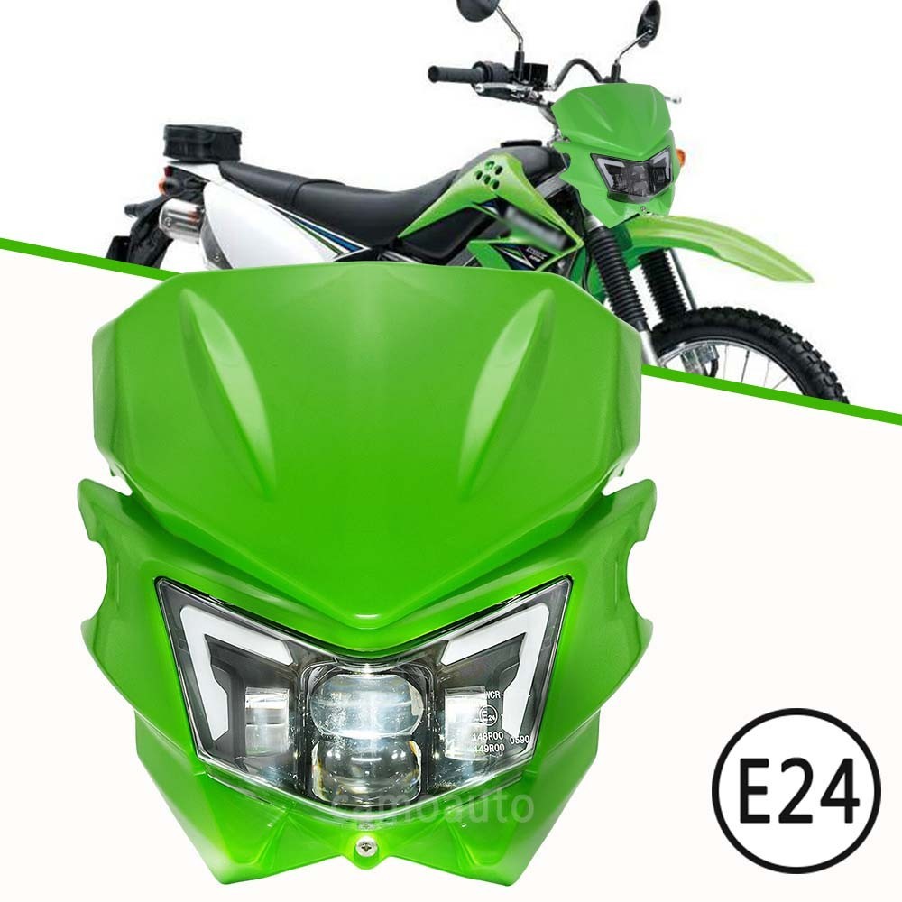 KLX250 純正ヘッドライト グリーン/黒 For Kawasaki KLX300 KX250 KLX140 KLX230R KLX300R LED Headlight w