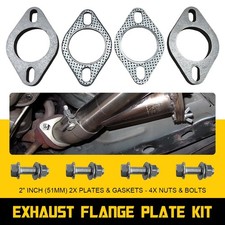 Exhaust Flange Plate Set - 4x Nuts & Bolts- 2" Inch (51mm) 2x Plates & Gaskets